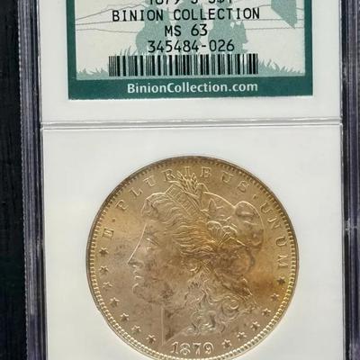 1879-S Morgan Dollar NGC MS63 Binion Collection 