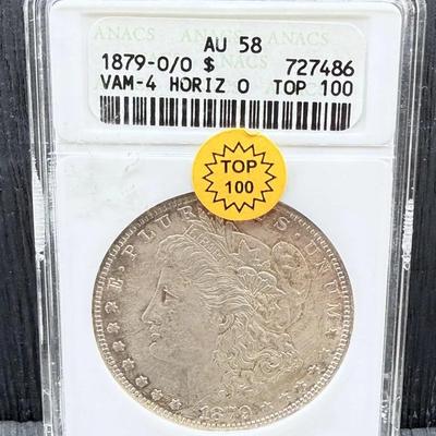 1879 O/O Morgan Dollar ANACS AU58 VAM-4