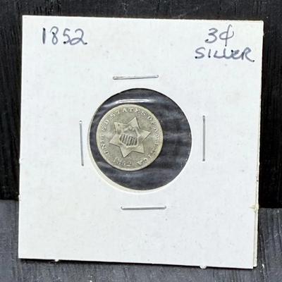1852 Silver 3 Cent Piece 