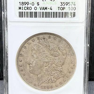 1899-O Morgan Dollar ANACS EF 45 VAM-4