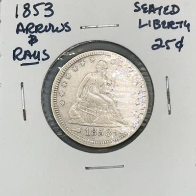 1853 Seated Liberty Quarter