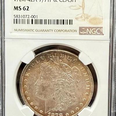 1878 7/7TF Morgan Dollar NGC MS62 VAM 42A