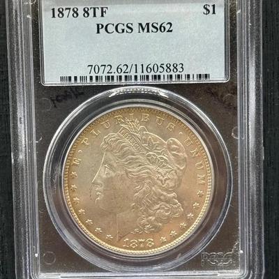 1878 8TF Morgan Dollar PCGS MS62