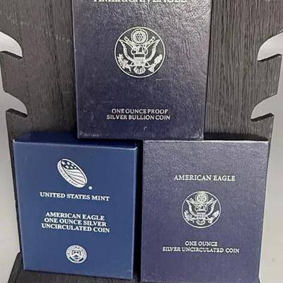 3 Silver Eagles…1994 Proof, 2006 & 2019 Uncirculated 