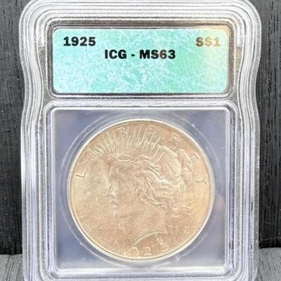 1925 Peace Dollar ICG MS63