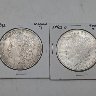 1892- P & 0 Morgan Dollars