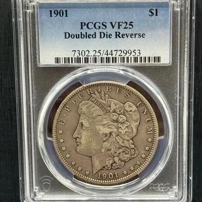 1901 Morgan Dollar PCGS VF25, Double Did Reverse