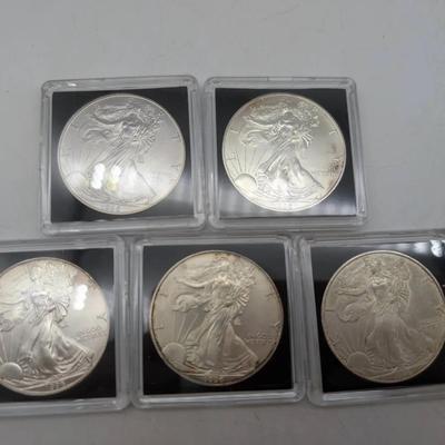 Five 1996 Uncirculated Silver Eagles