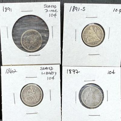 Four Seated Liberty Dimes