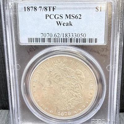 1878 7/8TF Morgan Dollar PCGS MS62