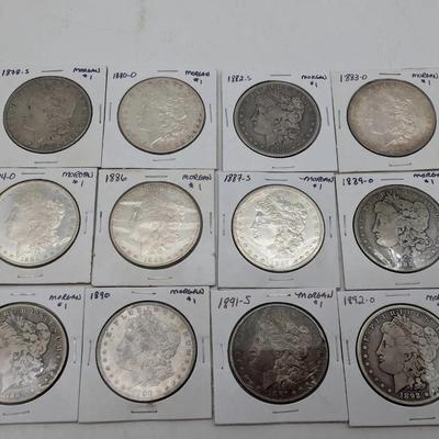 12 Different Date / Mint Mark Morgan Dollars 