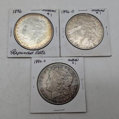 1896 P, O, & S Morgan Dollars