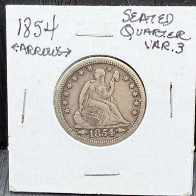 1854 Seated Liberty Quarter 