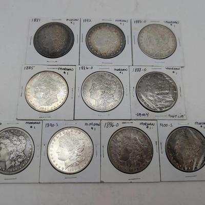 10 Different Date / Mint Mark Morgan Dollars