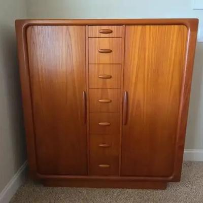 Vintage Danish Teak Gentleman’s Chest with Roll-Back Doors