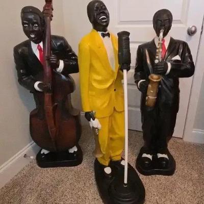 Large Jazz Musician Statue Trio Featuring Louis Armstrong, Purchased in Germany