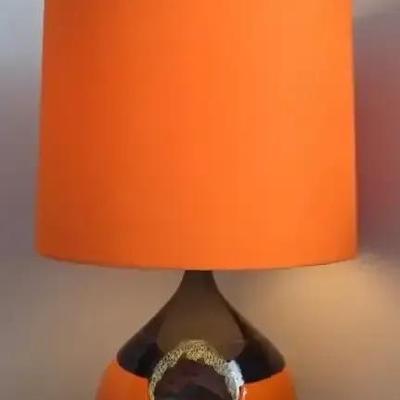 Vintage Bjorn Wiinblad Table Lamp with Bold Orange Shade
