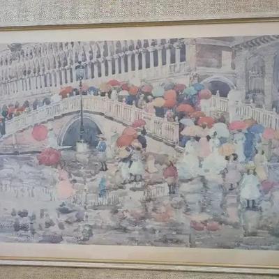Maurice Prendergast “Playing in the Rain, Venice” Lithograph, 23" x 17"