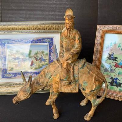 Mi122v vintage asian metal sculpture paintings