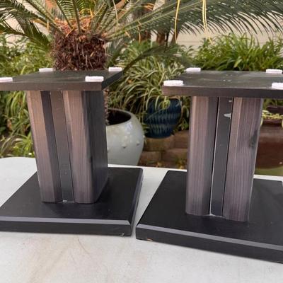 Pair of Black Wood Pedestal Display Stands