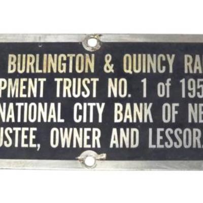 Sale Photo Thumbnail #154: Chicago,Burlington & Quincy Railroad metal plate