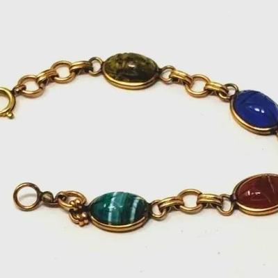Vintage Gold-filled Scarab Bracelet 