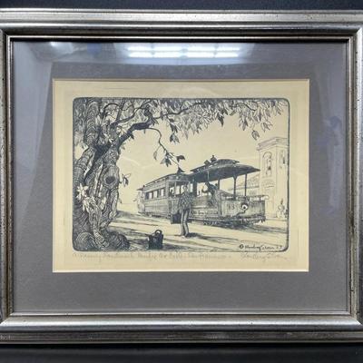 James Blanding Sloan, “Cable Car Pac. Ave. San Francisco” Original Drawing
