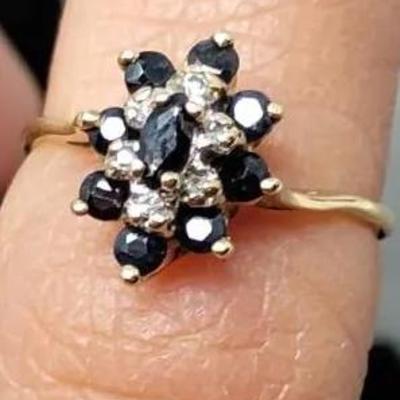 10k Gold, Spinel & Diamond Ring 