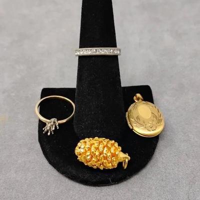 Gold-tone Pendants & Rings 