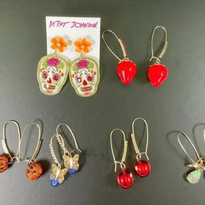 Lot of 6 Pairs Women’s Earrings – Betsey Johnson & Assorted Designs