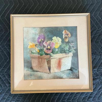 Margaret S. Schiller – Original Watercolor – Framed Floral Artwork
