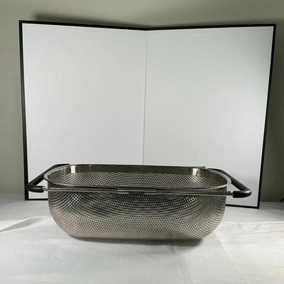 Stainless Steel Over-the-Sink Strainer/Colander – Expandable Handles (Approx. 22”)
