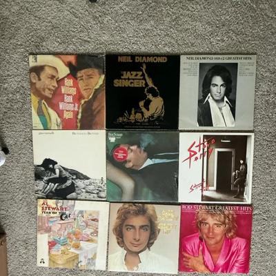 Lot of 9 Classic Rock & Pop Vinyl LPs – Neil Diamond, Rod Stewart, Barry Manilow & More
