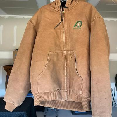 Carhartt Brown Hooded Work Jacket – Atlantic Drill Logo – Size Large Regular
