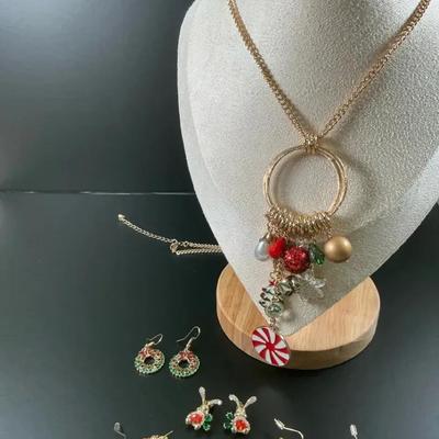 Holiday Jewelry Lot – Necklace + Christmas & Thanksgiving Earrings
