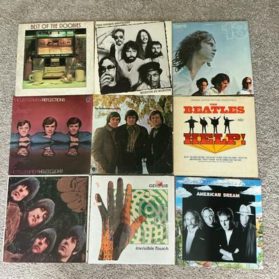 Lot of 9 Classic Rock & Pop Vinyl LPs – Beatles, Doobie Brothers, Genesis & More

