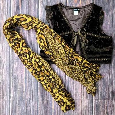 "Sharon Young" Velvet Bolero Top with Scarf