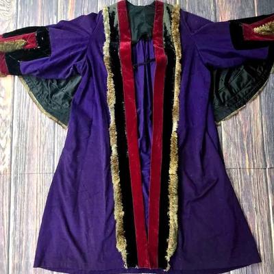 Purple Velvet and Fur Trimmed Coat