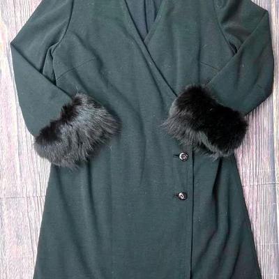"Herbert Levy" Black Coat with Fur Cuffs