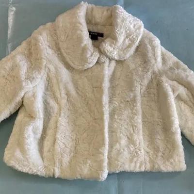 White Polyester Fur Coat