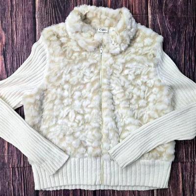 "Cato" Faux Fur And Knit Cardigan Sweater