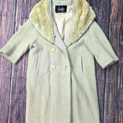 "Younkers" Wool Blend and Fur Collared Coat