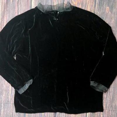 "Fatigues" Black Velvet Top