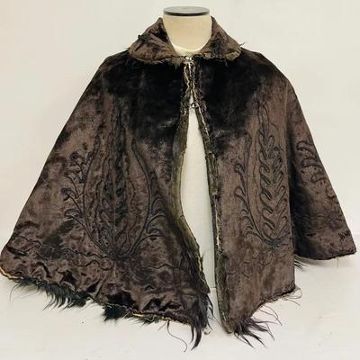 Brown Velvet Embroidered Cape