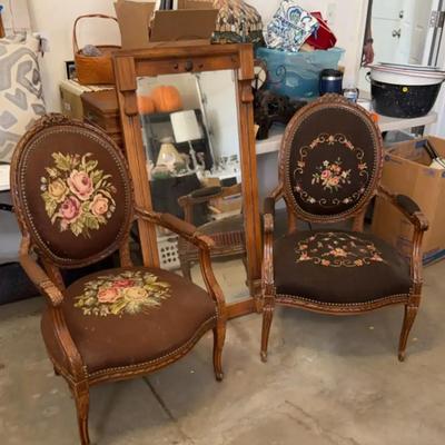 Sale Photo Thumbnail #9: Gorgeous 3 Piece Set of Antique Chairs and Mirror!