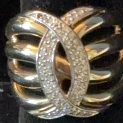 Sale Photo Thumbnail #109: 14Kt. Yellow Gold Wide Fashion Ring w/ 4 Row Crossover and Diamonds