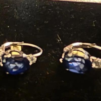 Sale Photo Thumbnail #139: Two 10 Kt. Yellow Gold with Blue Gemstones Set of Earrings