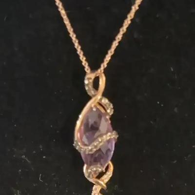 Sale Photo Thumbnail #119: LeVian 14Kt. Rose Gold Necklace with Amethyst & Chocolate Diamonds