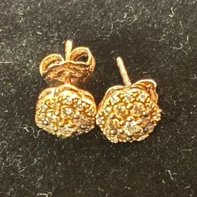 Sale Photo Thumbnail #136: LeVian Champagne & White Diamond Earrings Set In 14Kt. Rose Gold
