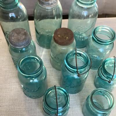 Sale Photo Thumbnail #43: Blue Glass Jars Lot